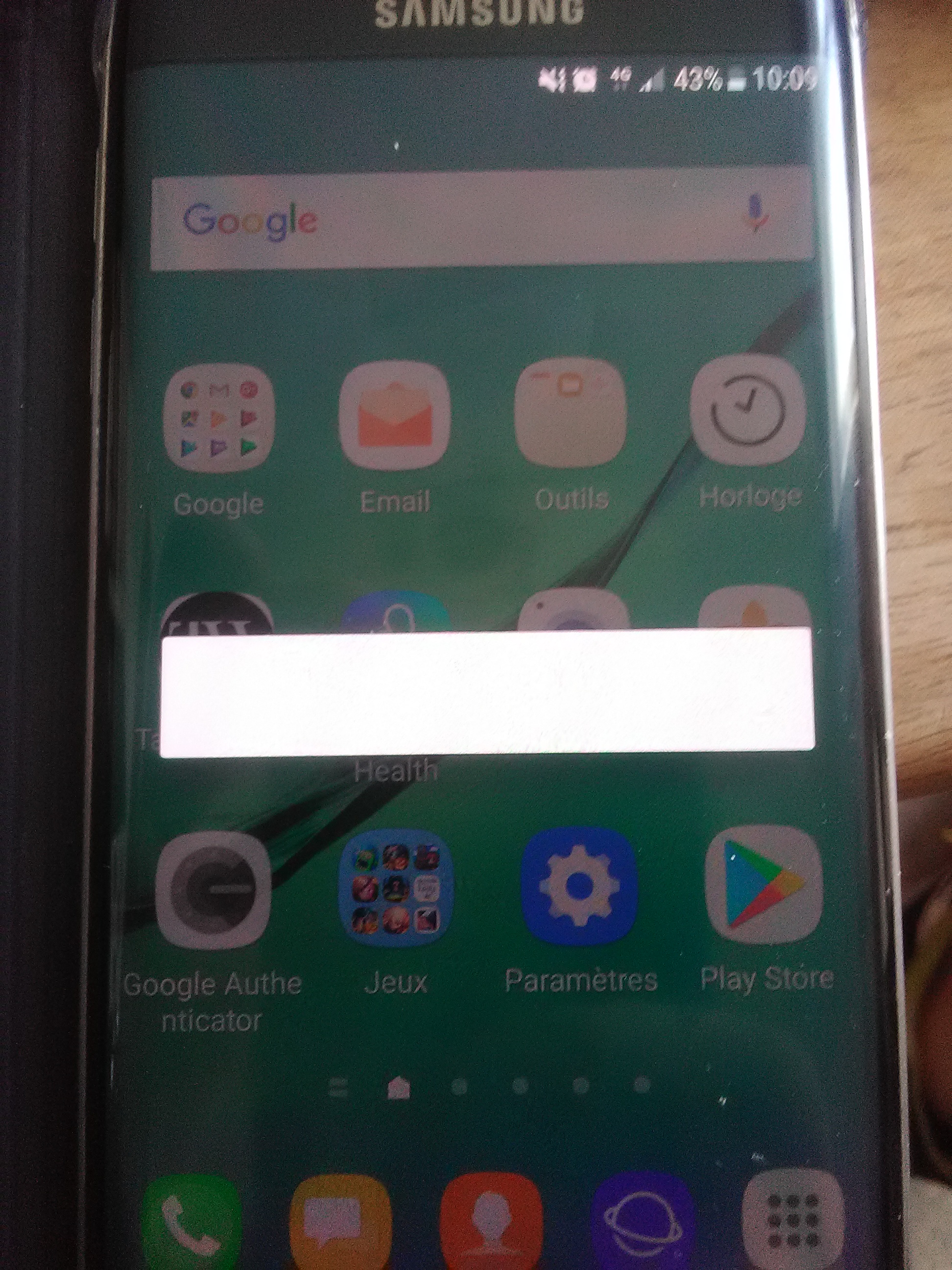 Barre blanche sur écran Samsung S6 - Android en général ...